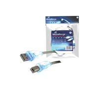 Cable USB 2.0 A/B bleu avec LEDs, 1,8m