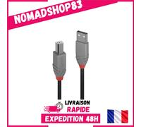 Câble USB 2.0 A vers B 3 m LINDY Anthra Line 480 Mbps