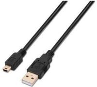 Câble USB 2.0 Aisens A101-0026/ USB mâle - USB mini mâle/ Jusqu'à 2,5W/ 60Mbps/ 3m/ Noir