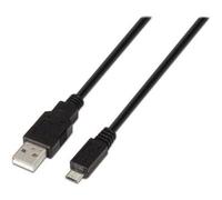 Câble USB 2.0 Aisens A101-0027/ USB mâle - MicroUSB mâle/ Jusqu'à 2,5W/ 60Mbps/ 80cm/ Noir
