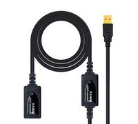 Câble USB 2.0 avec amplificateur de type A mâle à femelle de 10 mètres. Conçu pour connecter des appareils éloignés.