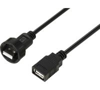 Fiche femelle USB 2.0 sur fiche mâle moulée avec câble IP67 (filetage) 0,5 m TC-E13T-MU2-MWA/FU2-NWA-0.5PV-S Câble en plastiqu
