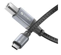 Câble USB 2.0, câble de connexion, câble d'imprimante, fiche C vers fiche B, 480 Mo/s, gris sidéral/noir, 2,00 m