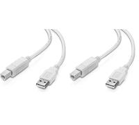 câble USB 2.0 / câble d'imprimante, prise USB A vers prise USB B, 480 MBit/s, Blanc, 1.80m (Lot de 2)