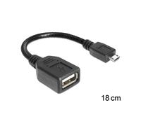 Câble USB 2.0 DeLOCK 83293 - 0.18m, Micro-USB B mâle vers USB-A femelle, 480 Mbit/s, Noir, Code SH 84733080
