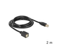 Câble USB 2.0 DeLOCK 83427 - USB-B Mâle vers USB-B Femelle, 2m, Noir, Débit 480 Mbit/s (0.48 Gbit/s)