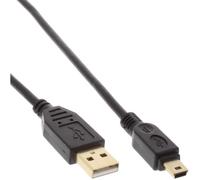 Câble USB 2.0 - InLine® - A Mâle vers Mini Mâle - 5m - Contacts plaqués or - Noir