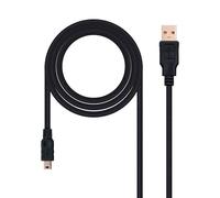 Câble USB 2.0 noir, A/M-Mini B/M, longueur de 0,5 m. Conçu pour connecter des appareils électroniques et transférer des données.