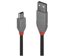 Câble USB 2.0 type A vers Mini-B - LINDY - Anthra Line - 0.5m - Double blindage, contacts plaqués or