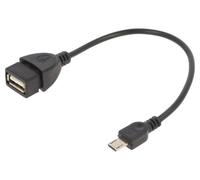 Cable USB 2.0 USB A femelle vers prise USB B micro male 0.15m - Noir