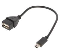 Cable USB 2.0 USB A femelle vers prise USB B mini male 0.15m - Noir