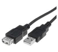 Cable USB 2.0 USB A socle USB A prise nickel 1.8m noir