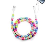 Câble USB 2 en 1 USB C iPhone Chargeur Cable Coloré Perles Charge Rapide Multi USB Cable pour iPhone 16/15/14/13Pro Max XR/X/8/87/iPad Pro/Air, Samsung Galaxy S25/S24/S23/A54/A34, Xiaomi