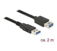 Câble USB 3.0 - DELOCK - Rallonge 2 m - Noir - Type A (M) vers Type A (F) - Haut débit de données