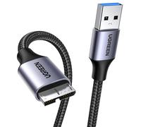Câble USB 3.0 Mâle A vers Micro B Cable Disque Dur Externe Nylon Tressé Compatible avec Western Digital WD Elements Toshiba Canvio Seagate Maxtor (2M)
