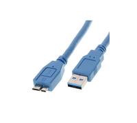 câble usb 3.0 type a mâle vers micro b mâle bleu 1m helos 77191