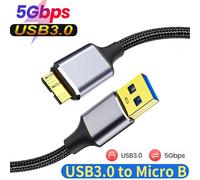 Câble USB 3.0 vers Micro B disque dur 5Gbps transfert de données cordon de chargeur rapide pour Samsung Toshiba WD Seagate HDD SSD câble Micro B Black