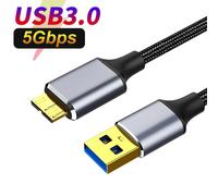 Câble Usb 3.0 Vers Micro B Disque Dur 5Gbps Transfert De Données Cordon De Chargeur Rapide Pour Samsung Toshiba Wd Seagate Hdd Ssd Câble Micro B.Silver.0,5 M