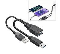 Câble USB 3.0 Y Splitter - Répartiteur USB A Femelle vers 2 USB A Mâle - Doubleur Câble d'extension Femelle vers 2 Mâle pour Alimentation Supplémentaire et Transfert de Données PC Téléphone (35 cm