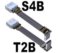 Câble Usb 3.1 3a Type C Mâle Vers Femelle,Double Ruban Plat À 90 Degrés Fpv Fpc Coudé Vers Le Haut Et Vers Le Bas,Usb 3.1,Charge Rapide De Données - Type T2b-S4b-200cm