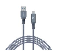Câble USB 3.1 Gen 2 charge rapide USB-C vers USB-A métallisé tressé Charge/sync (1M), Gris Sidéral