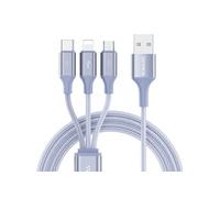 Câble USB 3-en-1 8 Pin Micro-USB USB-C 1 m 3,5 A Tressé Rose Doré