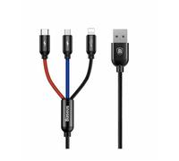Câble USB 3 en 1 - BASEUS - Micro-USB/Lightning/USB-C - Charge rapide 3.5A - Longueur 1.2m - Nylon tressé