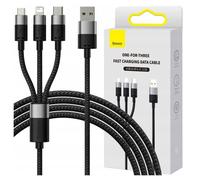 Baseus Câble de charge rapide 3-en-1 StarSpeed USB-A vers USB-C/Lightning/Micro-USB 1,2 m Noir