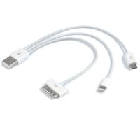 Câble USB 3-en-1 pratique - Apple 30 broches, Apple Lightning et microUSB
