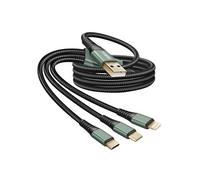 Câble USB 3 en 1 vers USB-C / Micro-USB / Lightning Tressé 1.2m Inkax Noir