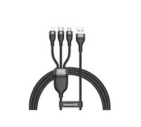 cable usb 3en1 lightning / usb type-c / micro usb (chargement 5 a / transfert de donnees 480 mbps) 1,2 m 40 w noir-gris (ca1t3-g1)