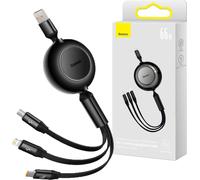 Cable Usb 3W1 Baseus Bright Mirror 3, Micro Usb / Lightning / Usb-C, 66W / 2A, 1.1M (Czarny)