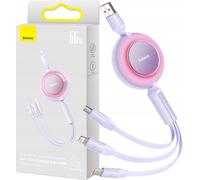 Câble Usb 3W1 Baseus Bright Mirror 3, Micro Usb / Lightning / Usb-C, 66W / 2A, 1.1M (Fiolet)