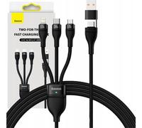 Câble Usb 3W1 Baseus Flash Series 2, Usb-C + Micro Usb + Lightning, 100W, 1.2M (Czarny)