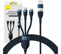 Câble Usb 3W1 Baseus Flash Series 2, Usb-C + Micro Usb + Lightning, 100W, 1.2M (Niebieski)