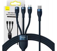 Câble Usb 3W1 Baseus Flash Series 2, Usb-C + Micro Usb + Lightning, 100W, 1.5M (Niebieski)