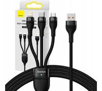 Câble Usb 3W1 Baseus Flash Series, Usb-C + Micro Usb + Lightning, 100W, 1.2M (Czarny)