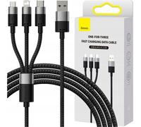 Câble Usb 3W1 Baseus Starspeed, Usb-C + Micro Usb + Lightning, 3.5A, 1.2M (Czarny)