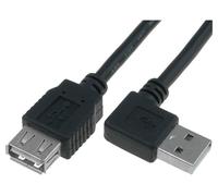 Cable USB A 2.0 femelle.USB A male angulaire 1.8m noir