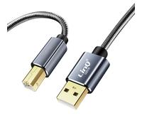 Câble USB-A 2.0 vers USB-B 2.0 Transfert Rapide et Stable Nylon tressé 1,5m LinQ Noir