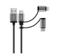 Câble USB-A 3-en-1 MFI/USB-C/micro-USB renforcé Ultimate 1 m - noir