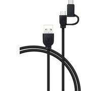 Câble 2 en 1 USB A/micro USB & USB C - 1,2m noir