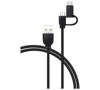 Câble USB A / microUSB & USB C 2.4A 1.2m FastCharge 12W Noir Bigben