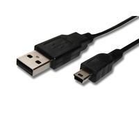 Câble USB A-Mini-B 5 pôles noir/black, longueur 1m, pour OLYMPUS VG-110, VG110, remplace Pentax, Samsung, Sony & Vivitar etc.