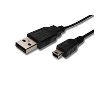 Câble USB A-Mini-B 5 pôles noir/black, longueur 1m, pour SAMSUNG HMX-M20, HMX-H300, HMX-T10, HMX-Q10, HMX-U20, HMX-E10, SMX-F40, SMX-F50 etc.