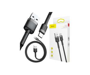 CÂBLE USB-A/USB-C Cafule 50cm 3A QC 3.0 NOIR-GRIS CATKLF-AG1