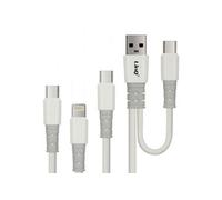 Câble USB-A / USB-C vers USB-C Lightning et Micro-USB Longueur 12 mètre Blanc