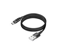 Câble USB-A vers USB-C avec LED et Charge Stable 2.4A Nylon Tressé 1.5m Noir