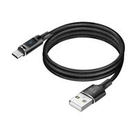 Câble USB-A vers USB-C avec LED et Charge Stable 2.4A Nylon Tressé 1.5m Noir