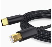 Câble USB B vers USB C - 2 m - Câble d'imprimante tressé USB type B vers USB-C - Avec boîtier en aluminium et 480 Mbit/s - Compatible avec imprimante, scanner, clavier midi, MacBook, Hp Epson Canon